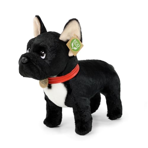 RAPPA Plüsch Französische Bulldogge Schwarz mit Halsband Stehend 30 cm UMWELTFREUNDLICH von RAPPA
