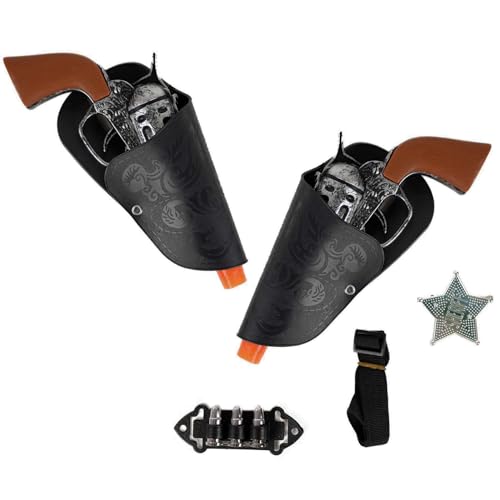 Rappa 680876 Set für Cowboys mit Zwei Pistolen, Gürtel, Holster und Sheriff Stern von RAPPA