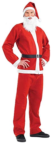 RARA® Erwachsener Herren Weihnachtsmann Jacke Hose Hut Bart Gürtel Kostüm 5-teiliges Set (Men: One Size STD) von RARA