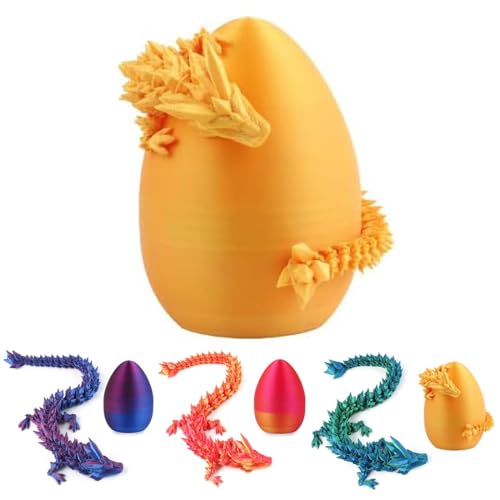 RARIHUOZY 3D Gedrucktes Drachenei Geheimnisvolle Drachen Spielzeug Beweglicher Drache Dracheneier mit Drachen im Inneren Drachenei Spielzeug Abnehmbare Eierschale und Flexible Gelenke (Gold) von RARIHUOZY