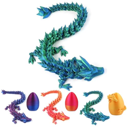 RARIHUOZY 3D Gedrucktes Drachenei Geheimnisvolle Drachen Spielzeug Beweglicher Drache Dracheneier mit Drachen im Inneren Drachenei Spielzeug Abnehmbare Eierschale und Flexible Gelenke (Green) von RARIHUOZY
