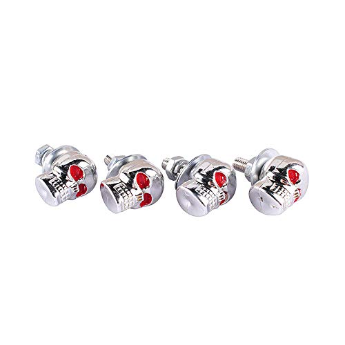 RASTKY 4PCS 3D -Skelett -Kennzeichen Plattenschraubenverschluss Skelettdesign, Passt zu Allen Modellen, Perfekte Benutzerdefinierte Projekte Stilvolle Edelstahl und (Silver) von RASTKY