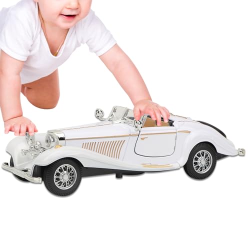 RASTKY Vintage -Simulation Pull Car Toy Toy für, Legierungsfahrzeugmodell mit Licht und Musik für, Langlebiges Babyauto -Spielzeug für Am Geburtstag, Weihnachten und Neujahr (White) von RASTKY