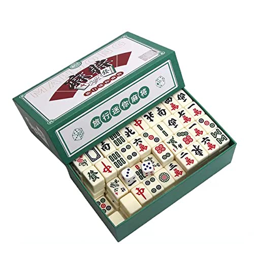 RATSTONE Mahjong,Mini Mahjong Set Box Portable Traditionelles Chinesisches Mahjong Set mit 144 Mahjong Steinen, Familienspiel Party Freunde Partyspiel Tabletop Spiel Brettspiel von RATSTONE