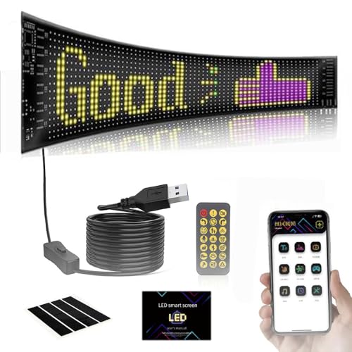 RATSTONE Led Augen Für Auto,Für Lkw,Led Laufschrift Programmierbar,92x374mm,Teufelsauge Für Pkw Und Lkw,Mit Anwendungssteuerung Und Fernbedienung,Leuchtschilder Für Pkw Und Lkw（Black） von RATSTONE