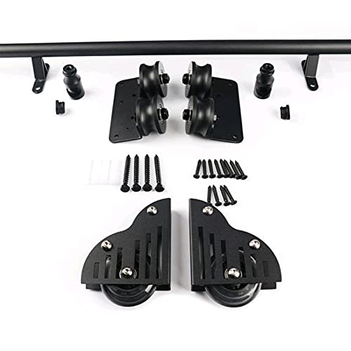 RAUGAJ Rundrohr-Rollschiene Mit Rollensatz 3,3 Fuß Bis 20 Fuß, Rollleiter-Hardware-Bibliothek, Schiebeleiter-Hardware-Kit, Runde Schiene/Schiene, Schiebetür-Kit/10Ft/300Cm Track Kit von RAUGAJ