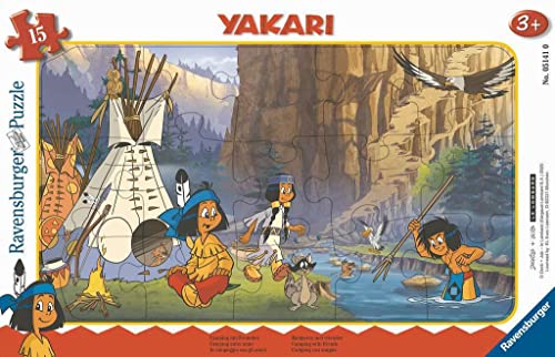 Ravensburger Kinderpuzzle - 05141 Camping mit Freunden - Rahmenpuzzle für Kinder ab 3 Jahren, Yakari-Puzzle mit 15 Teilen von Ravensburger