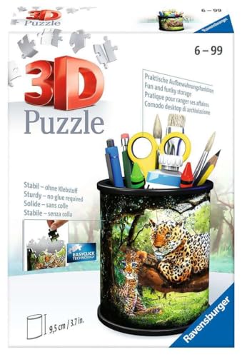 Ravensburger 3D Puzzle 11263 - Utensilo Raubkatzen - Stiftehalter für Tier-Fans ab 6 Jahren, Schreibtisch-Organizer für Kinder und Erwachsene von Ravensburger