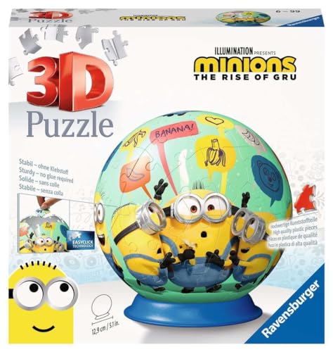 Ravensburger 3D Puzzle 11179 - Puzzle-Ball Minions - 72 Teile - Puzzle-Ball für Minions-Fans ab 6 Jahren von Ravensburger