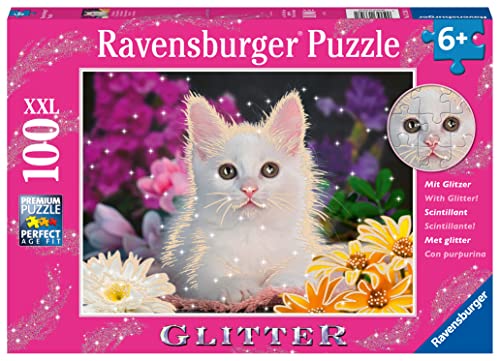 Ravensburger Kinderpuzzle - 13358 Glitzerkatze - 100 Teile Glitzerpuzzle für Kinder ab 6 Jahren, mit Glitter von Ravensburger