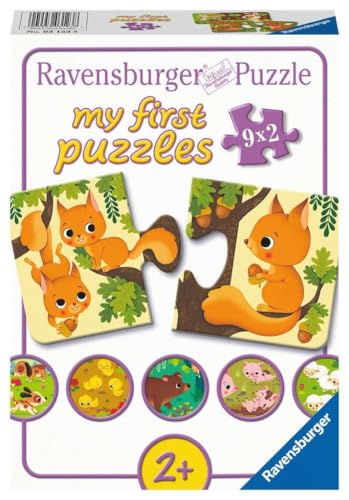 Ravensburger Kinderpuzzle - Tiere und ihre Kinder - 9x2 Teile my first Puzzle für Kinder ab 2 Jahren von Ravensburger