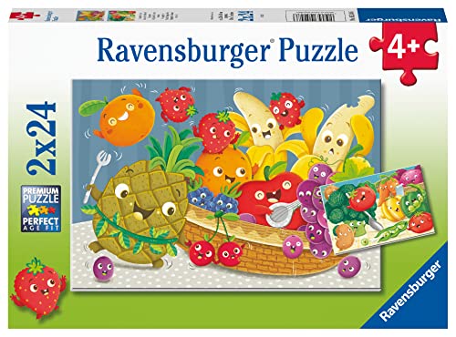 Ravensburger Kinderpuzzle - Freche Früchte - 2x24 Teile Puzzle für Kinder ab 4 Jahren von Ravensburger