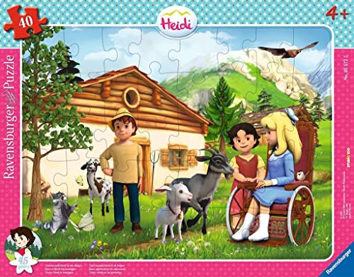 Ravensburger Kinderpuzzle 05572 - Clara besucht Heidi in den Bergen - 40 Teile Heidi Rahmenpuzzle für Kinder ab 4 Jahren von Ravensburger