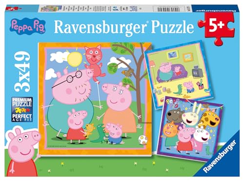 Ravensburger Kinderpuzzle 05579 - Peppas Familie und Freunde - 3x49 Teile Peppa Pig Puzzle für Kinder ab 5 Jahren von Ravensburger