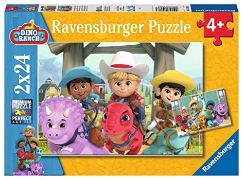 Ravensburger Kinderpuzzle 05588 - Dino Ranch Freundschaft - 2x24 Teile Dino Ranch Puzzle für Kinder ab 4 Jahren von Ravensburger