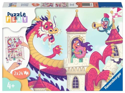 Ravensburger Kinderpuzzle Puzzle&Play 05595 - Königreich der Donuts - 2x24 Teile Puzzle für Kinder ab 4 Jahren von Ravensburger