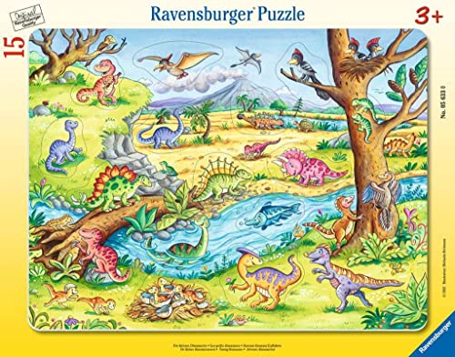 Ravensburger Kinderpuzzle - Die kleinen Dinosaurier - 8-17 Teile Rahmenpuzzle mit Konturstanzung für Kinder ab 3 Jahren von Ravensburger