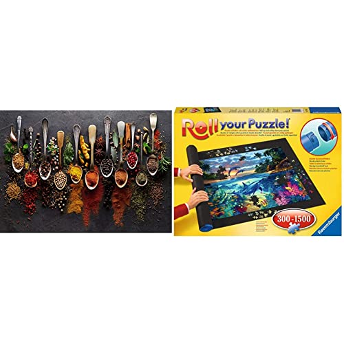 Ravensburger Puzzle 1000 Teile - Gewürze aus Aller Welt - Puzzle, & Ravensburger Roll Your Puzzle - Puzzlematte für Puzzles mit bis zu 300-1500 Teilen, Puzzleunterlage zum Rollen von RAVENSBURGER PUZZLE