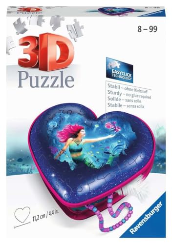Ravensburger 3D Puzzle 11249 - Herzschatulle Bezaubernde Meerjungfrauen - 54 Teile - Aufbewahrungsbox für Erwachsene und Kinder ab 8 Jahren von Ravensburger