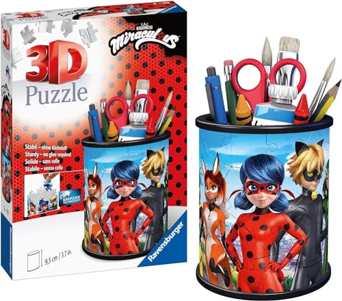 Ravensburger 3D Puzzle 11278 - Utensilo Miraculous - Stiftehalter für Fans von Ladybug und Cat Noir ab 6 Jahren, Schreibtisch-Organizer für Kinder von Ravensburger