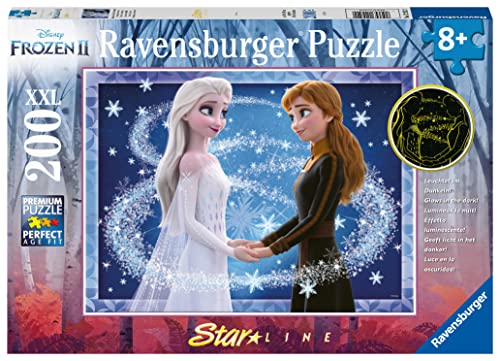 Ravensburger Kinderpuzzle - 12952 Bezaubernde Schwestern - Disney Frozen Puzzle für Kinder ab 8 Jahren, mit 200 Teilen im XXL-Format, Leuchtet im Dunkeln von Ravensburger