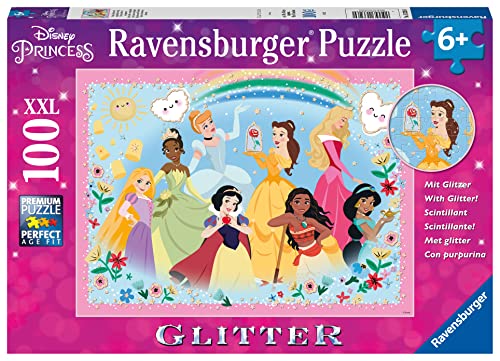 Ravensburger Kinderpuzzle 13326 - Stark, schön und unglaublich mutig - 100 Teile XXL Disney Prinzessinnen Glitterpuzzle für Kinder ab 6 Jahren von Ravensburger