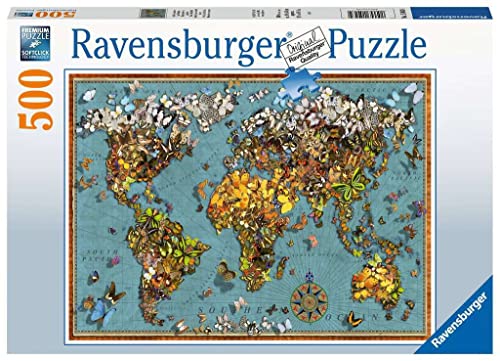 Ravensburger Puzzle 15043 - Antike Schmetterling-Weltkarte - 500 Teile Puzzle für Erwachsene und Kinder ab 10 Jahren, Puzzle-Weltkarte von Ravensburger