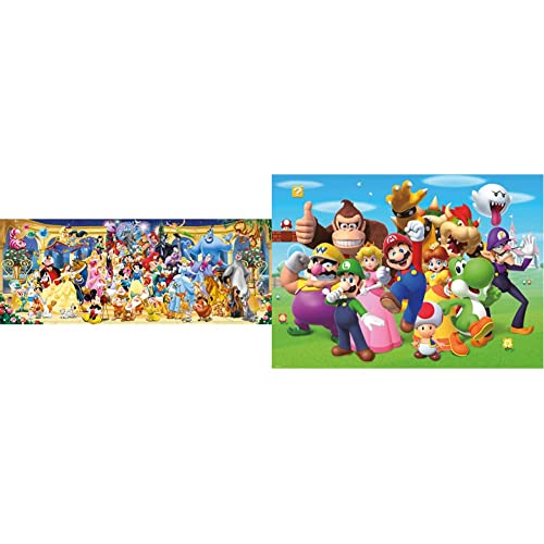 Ravensburger Puzzle 15109 - Disney Gruppenfoto - 1000 Teile Puzzle, Disney Puzzle im Panorama-Format & 14970 - Super Mario - 1000 Teile Puzzle von RAVENSBURGER PUZZLE
