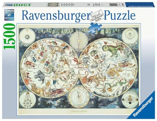 Ravensburger Puzzle 16003 -Weltkarte mit fantastischen Tierwesen - 1500 Teile Puzzle für Erwachsene und Kinder ab 14 Jahren von Ravensburger