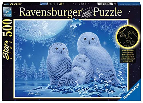 Ravensburger Puzzle 16595 - Eulen im Mondschein - 500 Teile Puzzle für Erwachsene und Kinder ab 10 Jahren Leuchtpuzzle, Leuchtet im Dunkeln von Ravensburger