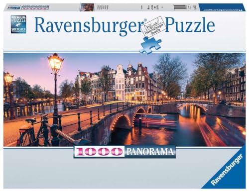 Ravensburger Puzzle 16752 - Abend in Amsterdam - 1000 Teile Puzzle für Erwachsene und Kinder ab 14 Jahren, Puzzle von Amsterdam im Panorama-Format von Ravensburger