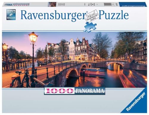 Ravensburger Puzzle 16752 - Abend in Amsterdam - 1000 Teile Puzzle für Erwachsene und Kinder ab 14 Jahren, Puzzle von Amsterdam im Panorama-Format von Ravensburger