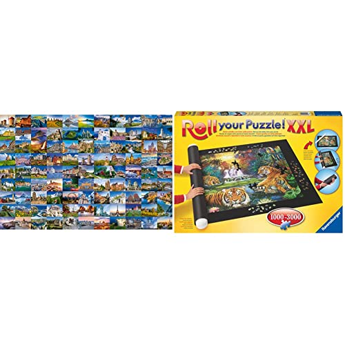 Ravensburger Puzzle 17080-99 Beautiful Places in Europe - 3000 Teile Puzzle & Ravensburger Roll Your Puzzle XXL - Puzzlematte für Puzzles mit bis zu 3000 Teilen, Puzzleunterlage zum Rollen von RAVENSBURGER PUZZLE