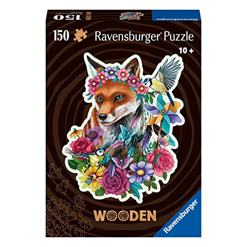 Ravensburger WOODEN Puzzle 17512 - Bunter Fuchs - 150 Teile Kontur-Holzpuzzle mit stabilen, individuellen Puzzleteilen und 15 kleinen Holzfiguren (Whimsies), für Erwachsene und Kinder ab 10 Jahren von Ravensburger