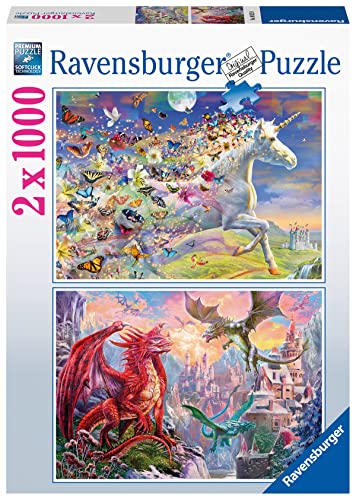 Ravensburger Puzzle 80525 - Einhorn und Drachen - 2x 1000 Teile Puzzle für Erwachsene und Kinder ab 14 Jahren von Ravensburger
