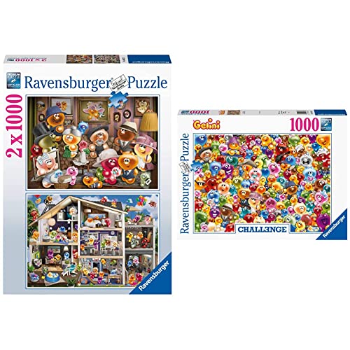 Ravensburger Puzzle 80527 - Lustige Gelinis - 2x1000 Teile Puzzle für Erwachsene und Kinder ab 14 Jahren & 16469 - Ganz viel Gelini - 1000 Teile Puzzle für Erwachsene und Kinder ab 14 Jahren von RAVENSBURGER PUZZLE