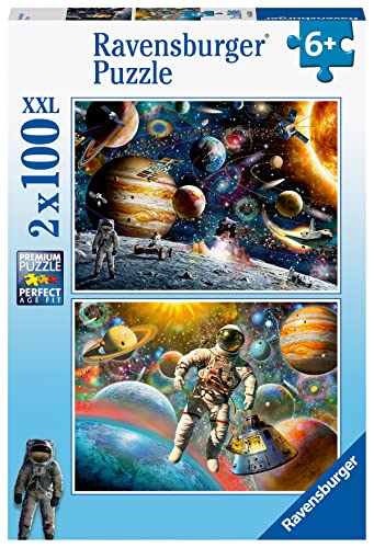 Ravensburger Puzzle 80562 - Weltraum - 2x 100 Teile Puzzle für Kinder ab 6 Jahren, Weltraum Puzzle, Astronaut von Ravensburger