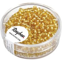 RAYHER 1405506 Rocailles, 2,6 mm ø, mit Silbereinzug, gold, Dose 16g von RAYHER®