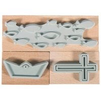 RAYHER 29199000 Holzstempelset Konfirmation,Kommunion, 3,9x2,6cm - 8,3x2,6cm, Box 3Stück von RAYHER®