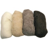 RAYHER 5363300 Reine Schurwolle, meliert, Braun-Töne, Vlies, 4 Farben à 25g von RAYHER®