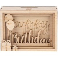 RAYHER 62922505 Holz 3D Geschenkbox"Birthday",FSCMixCred, natur, 11,5x8,5x5cm, 13 tlg. Bausatz, Box 1Set von RAYHER®