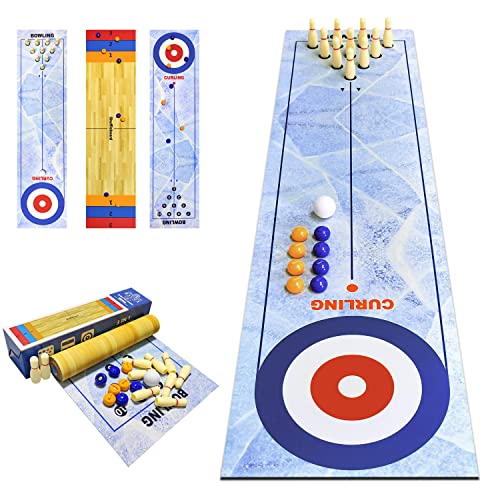 3 in 1 Shuffleboard Bowling Curling Spiel,Shuffleboard Tabelle top Games,Bowling Shuffleboard Tischset,Tragbares Curling-Spiel, Tisch-Familienspiel für Zuhause, Büro, Party 3 in 1 Shuffleboard Bowling Curling Spiel,Shuffleboard Tabelle top Games,Bowling Shuffleboard Tischset,Tragbares Curling-Spiel, Tisch-Familienspiel für Zuhause, Büro, Party von RAYNA GAMES