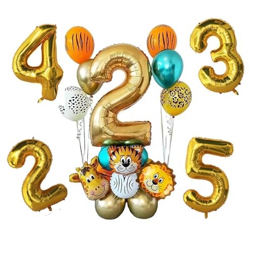 Geburtstag Deko, Party Ballon Luftballon Set 2.3.4.5. Kinder Geburtstag Deko, Tiere Nummer Ballon, Kinder Folienballon Geburtstagsparty (OHNE ZAHL) von RB&G
