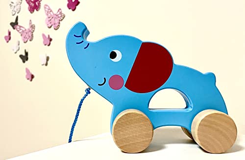RB&G Nachziehspielzeug Ab 1 Jahr | Süßes Nachziehtier Aus Holz | Baby Spielzeug Elefant Zum Nachziehen | Ziehtiere Ab 1 Jahr von RB&G