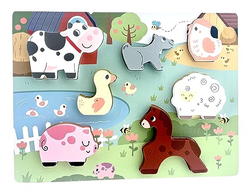 RB&G Holzpuzzle mit großen Teilen -Farm Bauernhof Puzzle für Kinder ab 1 Jahr Puzzle Baby von RB&G