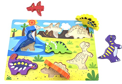 RB&G Holzpuzzle mit großen Teilen - Dinosaurier Puzzle für Kinder ab 1 Jahr Dino & Co. Puzzle Baby von RB&G