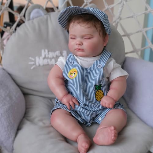 RBDTUYT Reborn Puppe Lebensecht 22 Zoll 55cm Weiches Silikon Vinyl Realistische Babypuppen Wie Echt Neugeborenes, für Kinder ab 3 Jahren von RBDTUYT