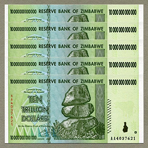 10 Trillion Zimbabwe Dollar Banknote x 5 Stück 10 Trillion Zimbabwe Dollar Banknote x 5 Stück von RBZ Collectibles