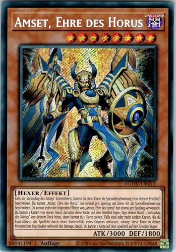 Amset, Ehre des Horus - AGOV-DE011 - Secret Rare - 1. Auflage - Deutsch - Yugioh - Age of Overlord - mit RC-Fieldcenter von RC
