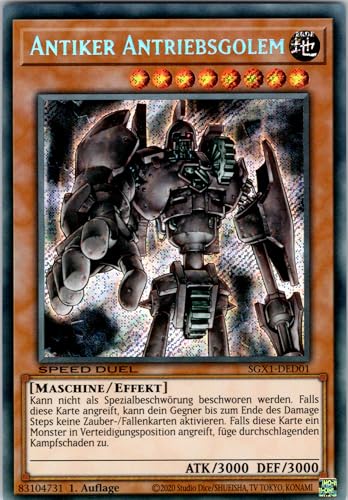 Antiker Antriebsgolem - SGX1-DED01 - Secret Rare - 1. Auflage - Deutsch - Yugioh - Speed Duel GX: Duel Academy Box - mit RC-Fieldcenter von RC